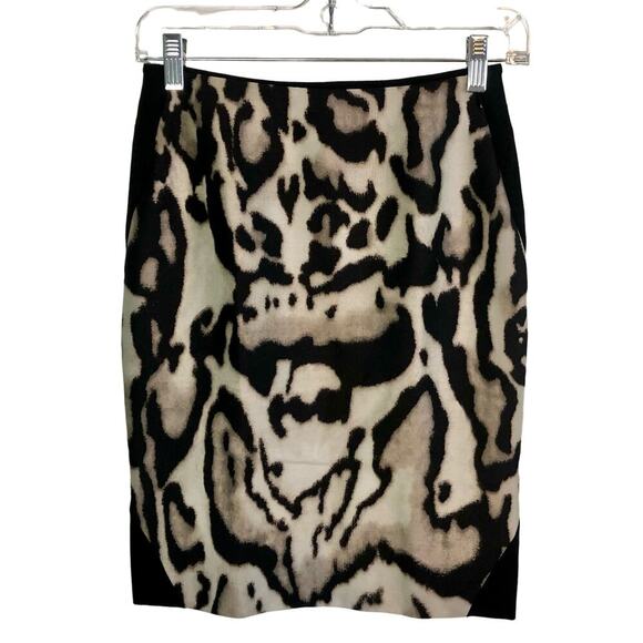 DVF Diane Von Furstenberg Mae Mikado Leopard Print Pencil Skirt Size 0 - Picture 2 of 8